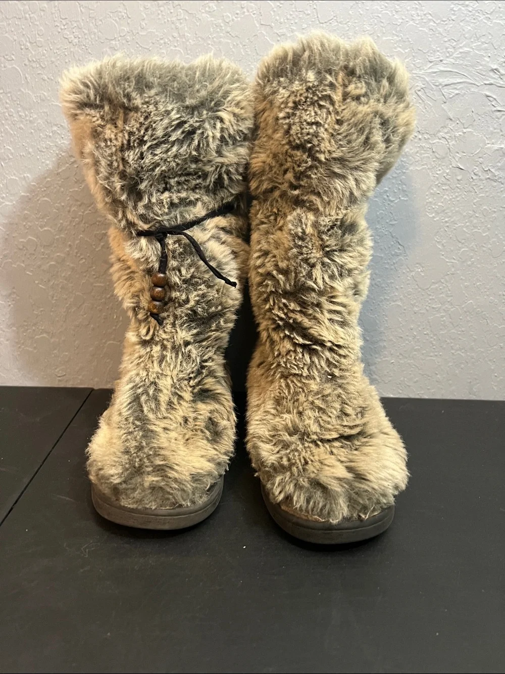 UNIONBAY Faux Fur Tall Cozy Boots in Taupe